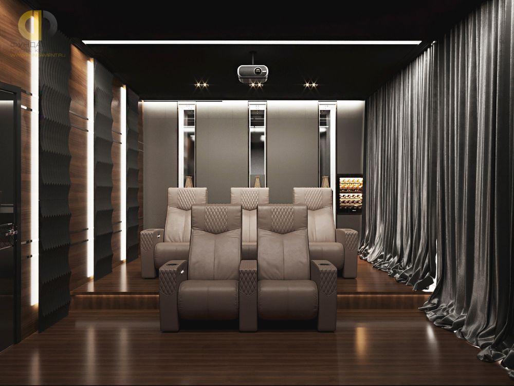 Дизайн интерьера кинотеатра в доме 278 кв.м в стиле ар-деко – фото 2