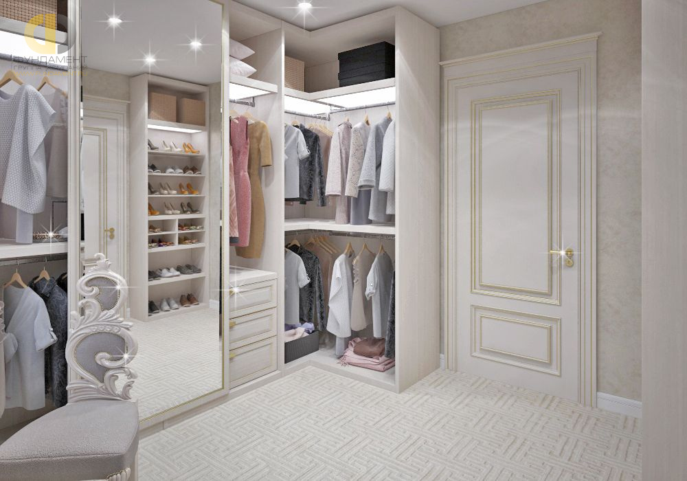 Дизайн интерьера гардероба в 5-комнатной квартире 245 кв.м в стиле неоклассика