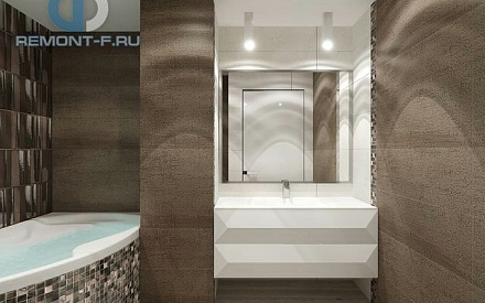 Дизайн ванной в интерьере квартиры 97 кв. м в стиле минимализм на Марксистской