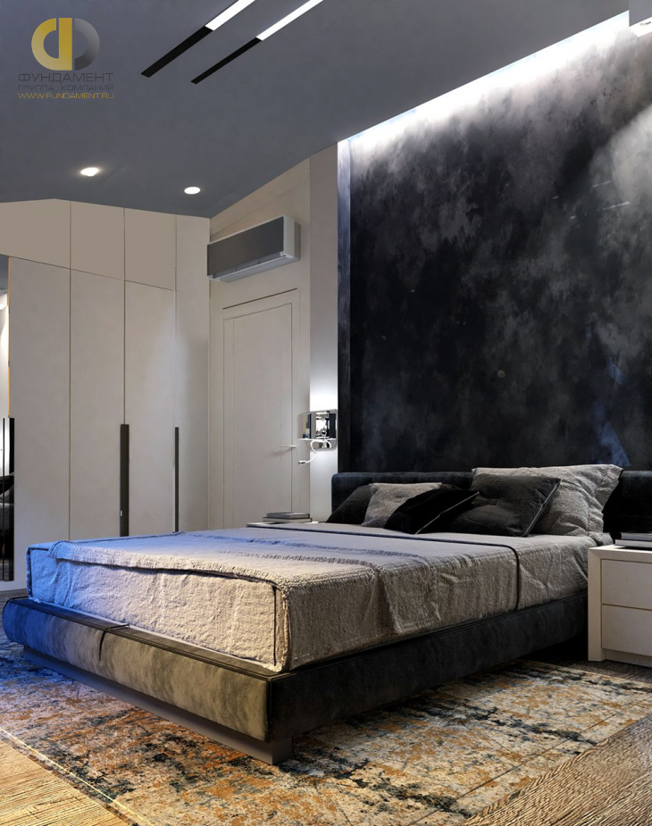 Дизайн интерьера спальни в трёхкомнатной квартире 152 кв. м в современном стиле 9