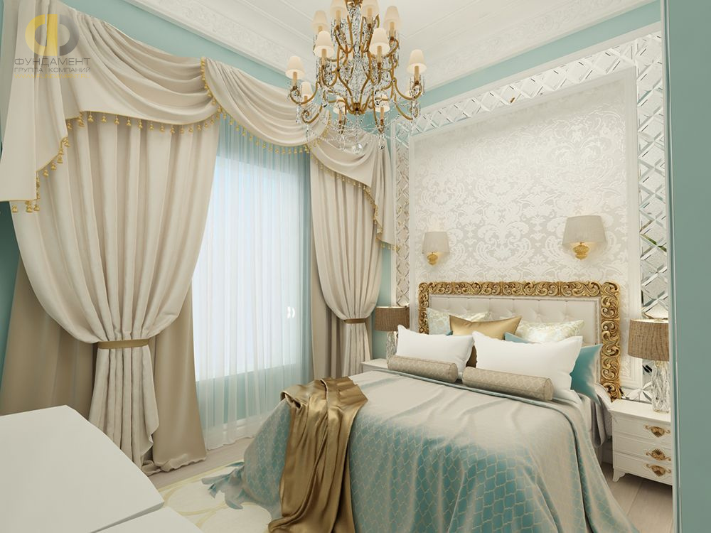 Дизайн интерьера спальни в 4-комнатной квартире 130 кв. м в классическом стиле
