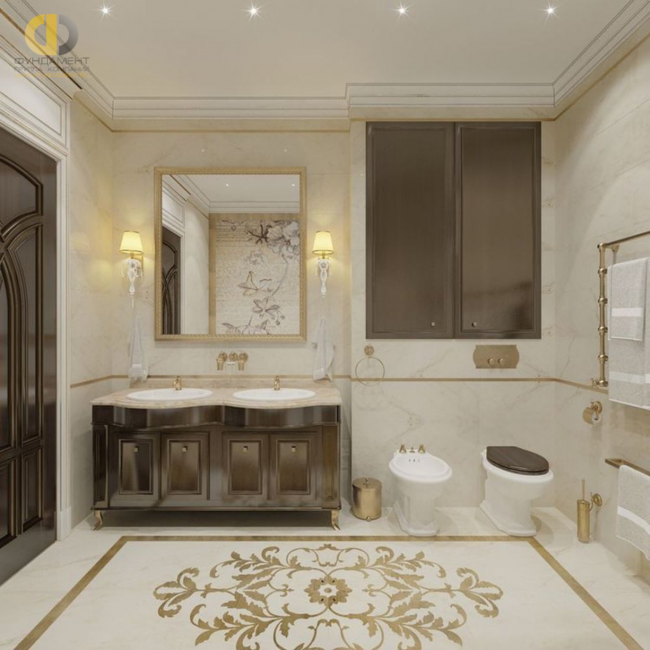 Дизайн интерьера ванной в четырёхкомнатной квартире 163 кв.м в классическом стиле21