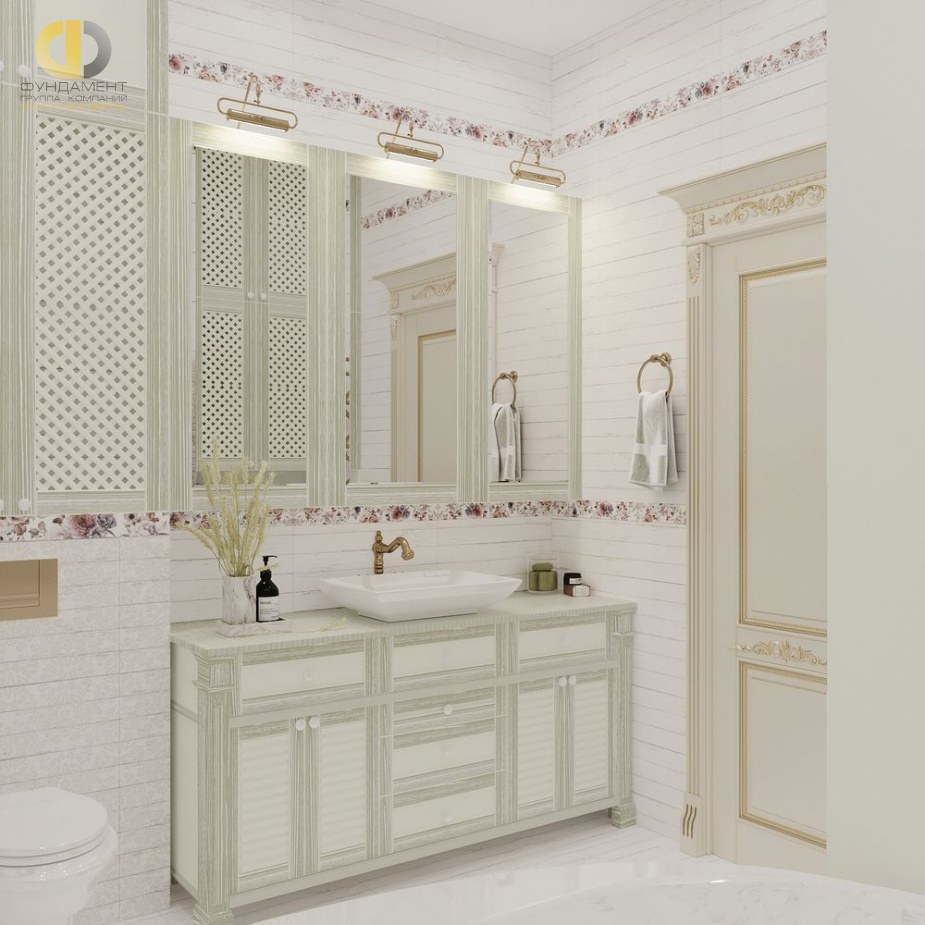 Дизайн интерьера ванной в трёхкомнатной квартире 66 кв.м в классическом стиле12