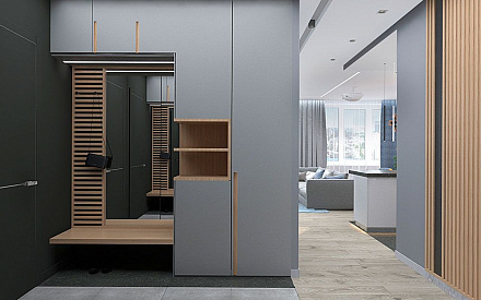 Дизайн интерьера коридора в трёхкомнатной квартире 123 кв.м в современном стиле9