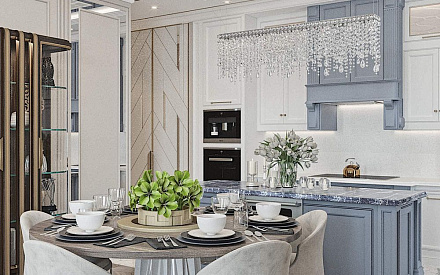 Дизайн интерьера кухни в четырёхкомнатной квартире 148 кв.м в стиле ар-деко с элементами неоклассики19