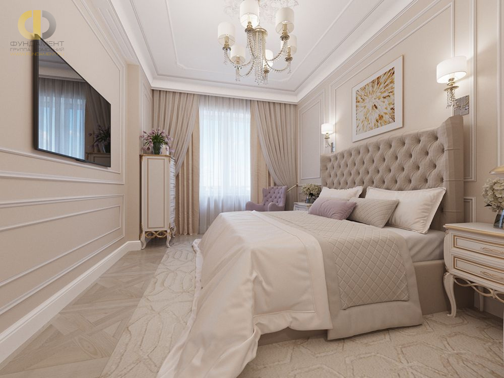 Дизайн интерьера спальни в трёхкомнатной квартире 85 кв.м в стиле неоклассика13