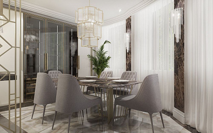 Дизайн интерьера столовой в трёхкомнатной квартире 110 кв.м в стиле ар-деко9
