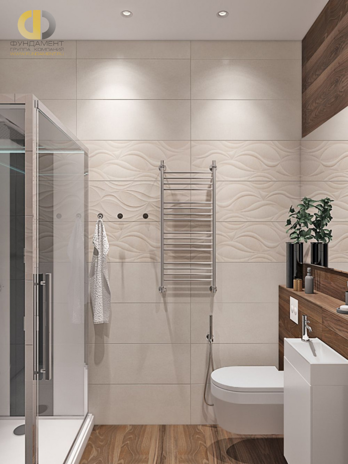 Дизайн интерьера ванной в трёхкомнатной квартире 99 кв.м в стиле современная классика