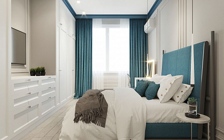 Дизайн интерьера спальни в двухкомнатной квартире 47 кв.м в стиле современная классика6