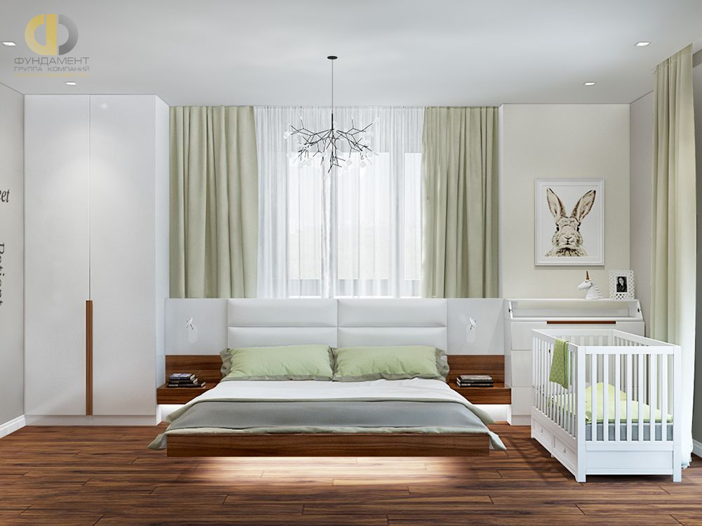 Спальня в стиле дизайна современный по адресу г. Москва, ул. Дмитровское шоссе, д. 13, 2019 года