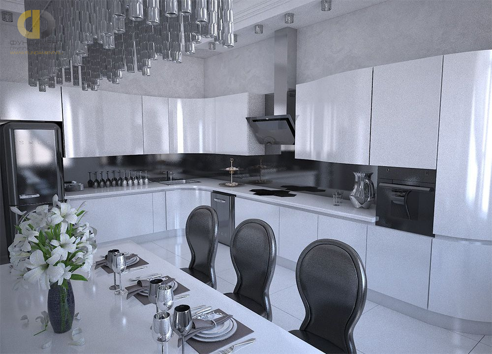 Кухня в стиле дизайна классицизм по адресу МО, Ильинское ш. , д. 66, 2018 года