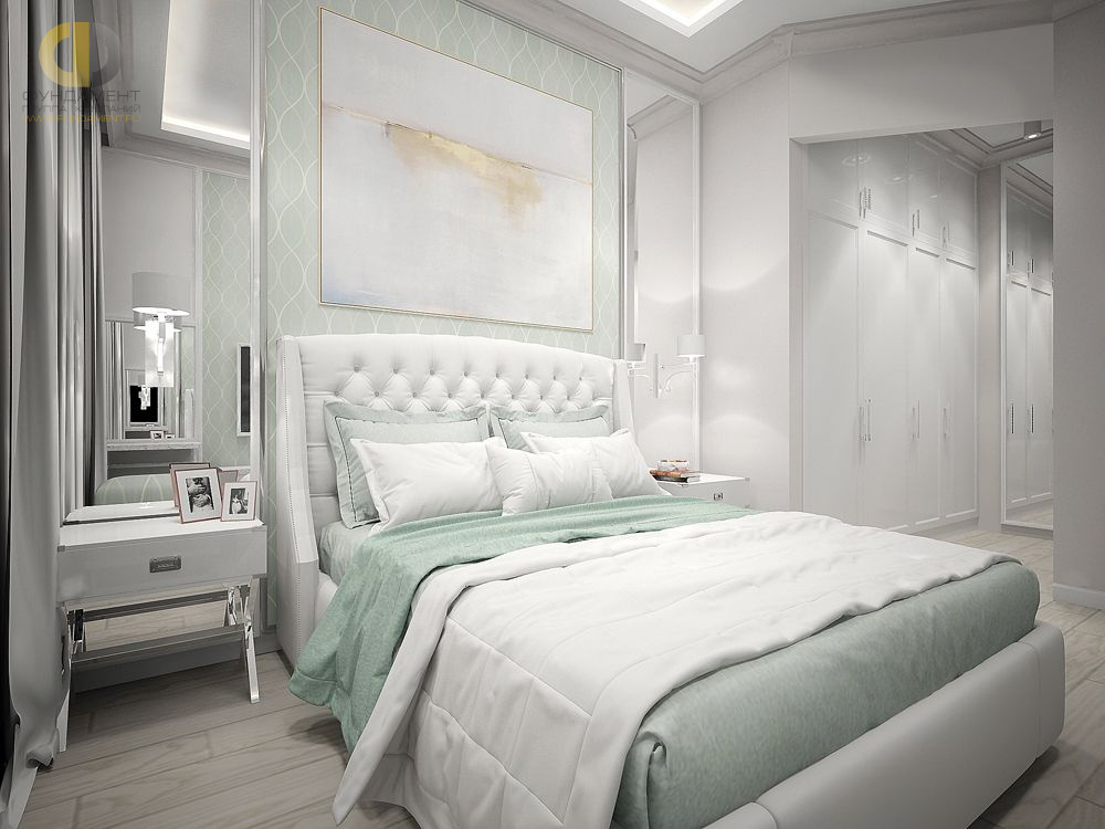 Спальня в стиле дизайна неоклассика по адресу МО, г. Красногорск, ул. Согласия, д. 19, 2018 года