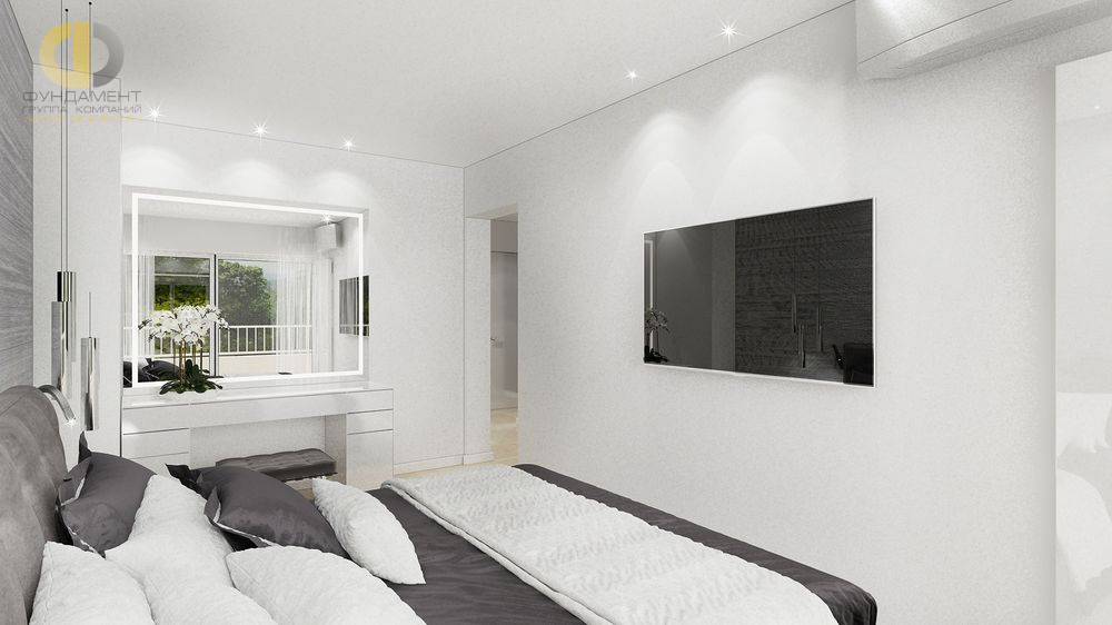 Спальня в стиле дизайна минимализм по адресу Франция, Канны, бульвар Лидер, 77, 2018 года