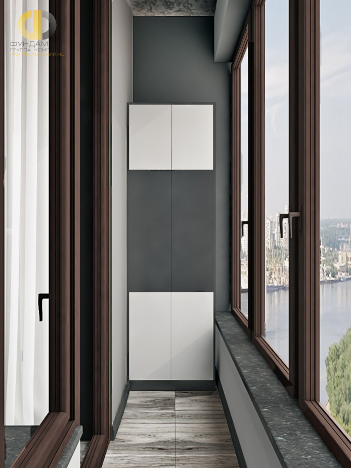 Дизайн интерьера балкона в двухкомнатной квартире 52 кв.м в современном стиле10