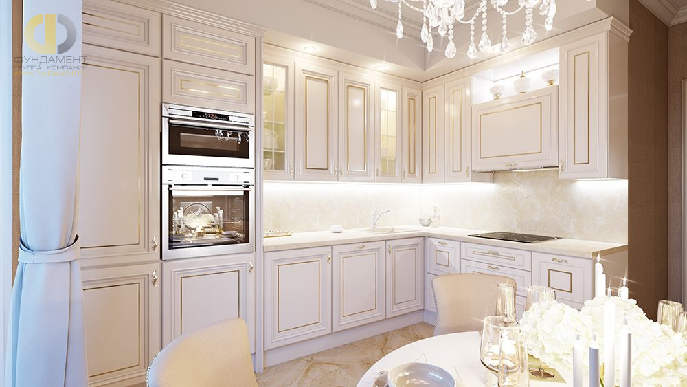 Кухня в стиле дизайна неоклассика по адресу г. Москва, ул. Серпуховской Вал, д. 21, корп. 3, 2019 года