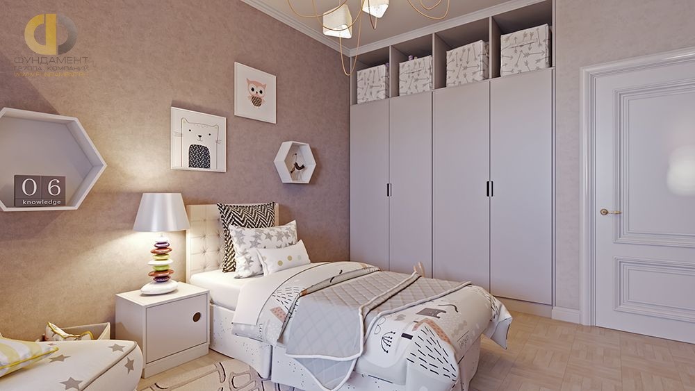 Дизайн интерьера детской в трёхкомнатной квартире 134 кв.м в стиле современная классика