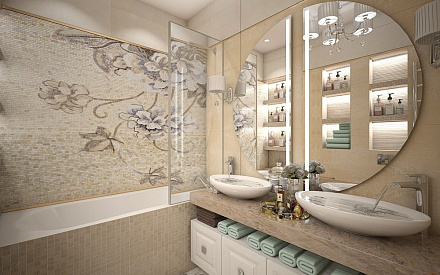 Дизайн интерьера ванной в четырёхкомнатной квартиры 103 кв.м в стиле современная классика22