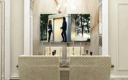 Дизайн интерьера кухни в двухуровневой квартире 118 кв.м в стиле неоклассика с элементами ар-деко 13