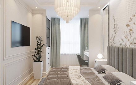 Дизайн интерьера спальни в двухкомнатной квартире 42 кв.м в стиле современная классика