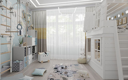 Дизайн интерьера детской в четырёхкомнатной квартире 134 кв.м в стиле современная классика13