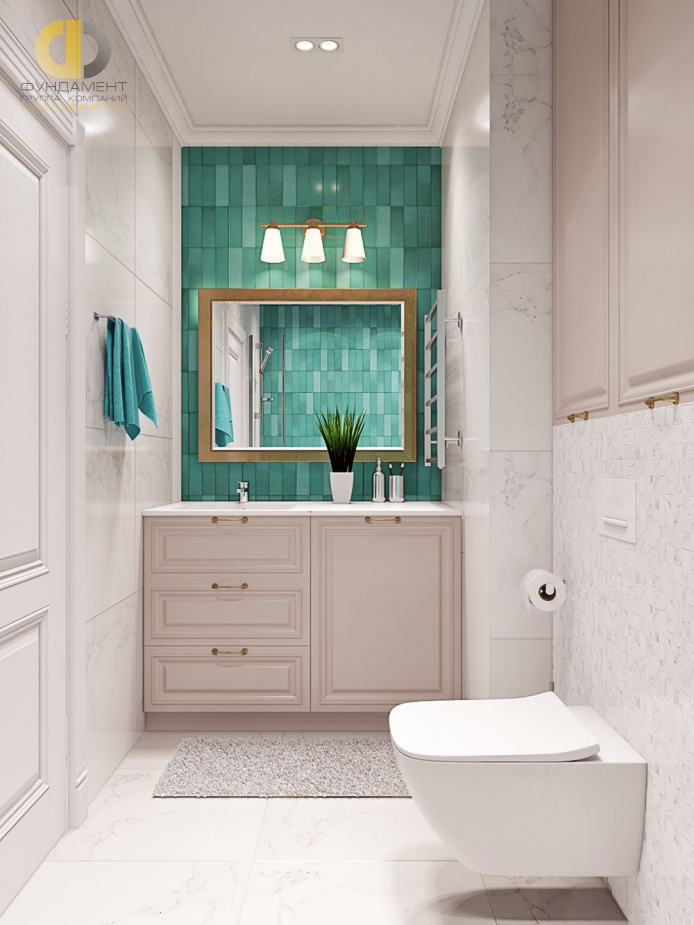 Дизайн интерьера ванной в трёхкомнатной квартире 65 кв.м в стиле ар-деко16