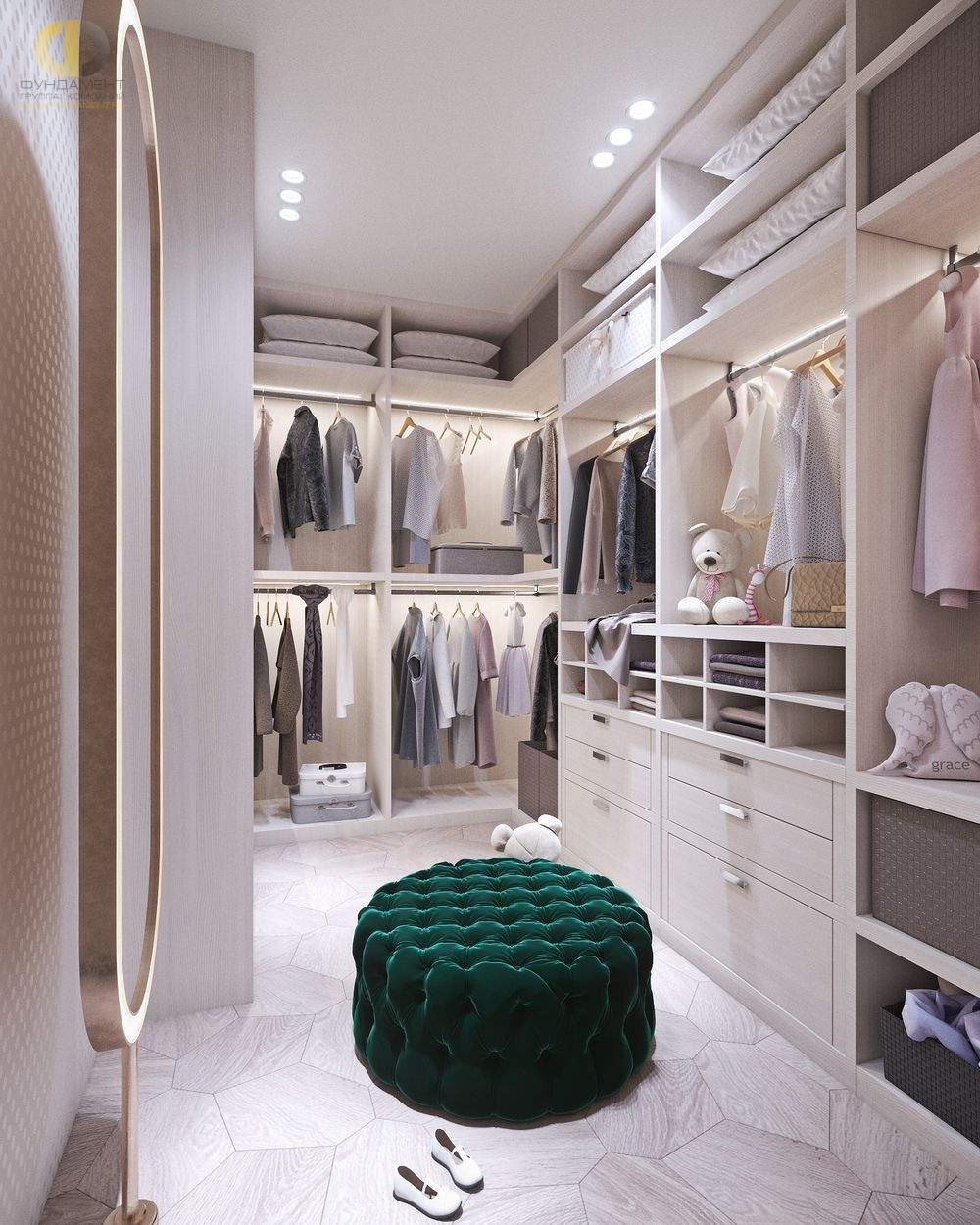 Дизайн гардероба в сером цвете - фото