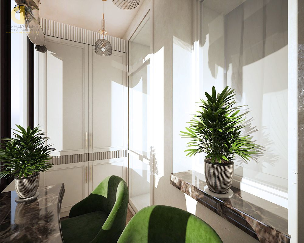 Дизайн интерьера балкона четырёхкомнатной квартире 142 кв. м в стиле неоклассика 17