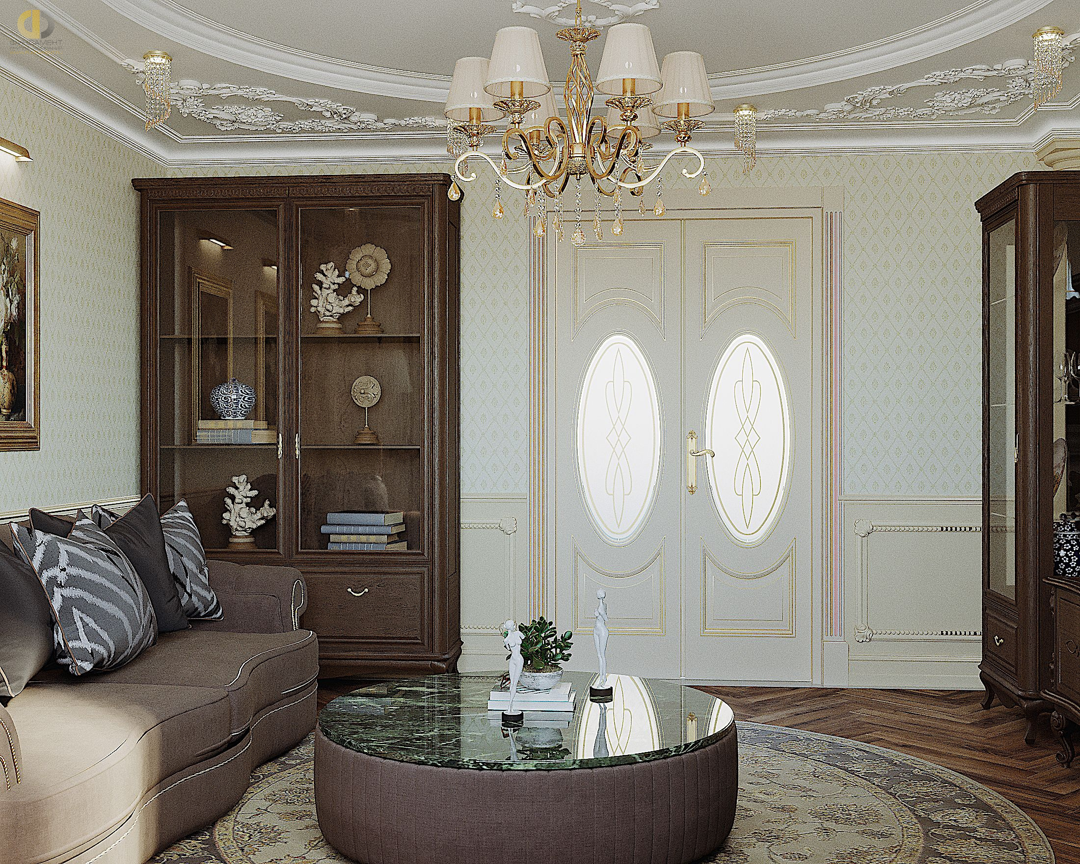 Дизайн гостиной в классическом стиле  – фото 640