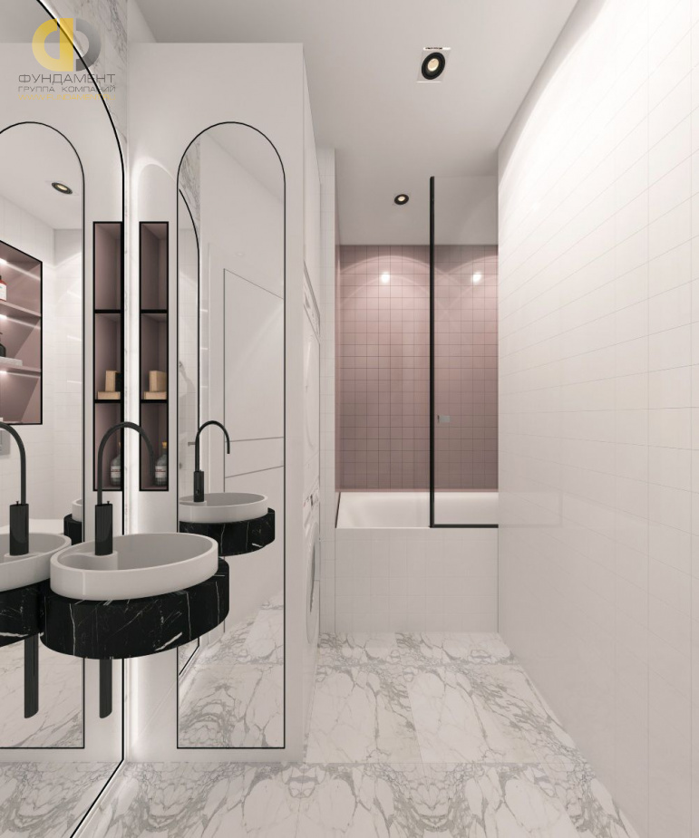 Дизайн интерьера ванной в трёхкомнатной квартире 59 кв.м в стиле эклектика6