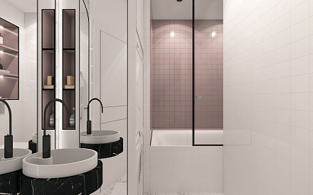 Дизайн интерьера ванной в трёхкомнатной квартире 59 кв.м в стиле эклектика6