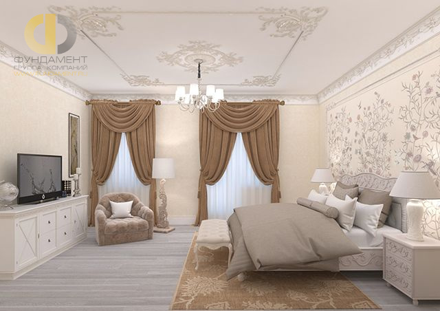 Спальня в стиле дизайна классицизм по адресу МО, г. Химики, ул. Юннатов, к. 4г, 2017 года