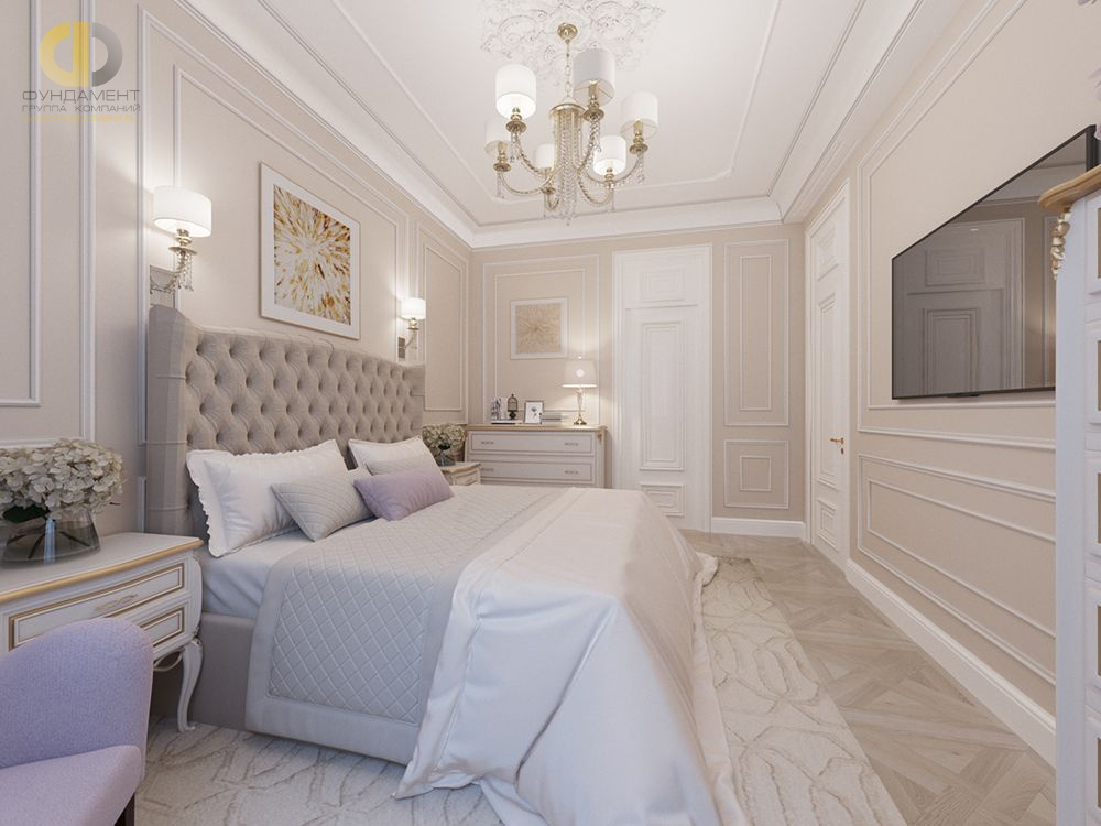 Дизайн интерьера спальни в трёхкомнатной квартире 85 кв.м в стиле неоклассика14
