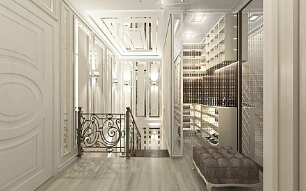 Дизайн интерьера коридора в двухуровневой квартире 118 кв.м в стиле неоклассика с элементами ар-деко 20