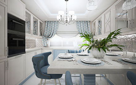 Дизайн интерьера кухни в четырёхкомнатной квартире 127 кв.м в стиле неоклассика12