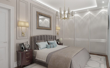 Дизайн интерьера спальни в трёхкомнатной квартире 110 кв.м в стиле современная классика17
