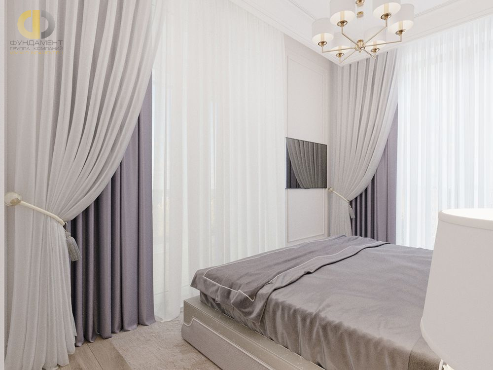 Спальня в стиле дизайна неоклассика по адресу г. Москва, ул. Сергея Макеева, д. 9, 2021 года