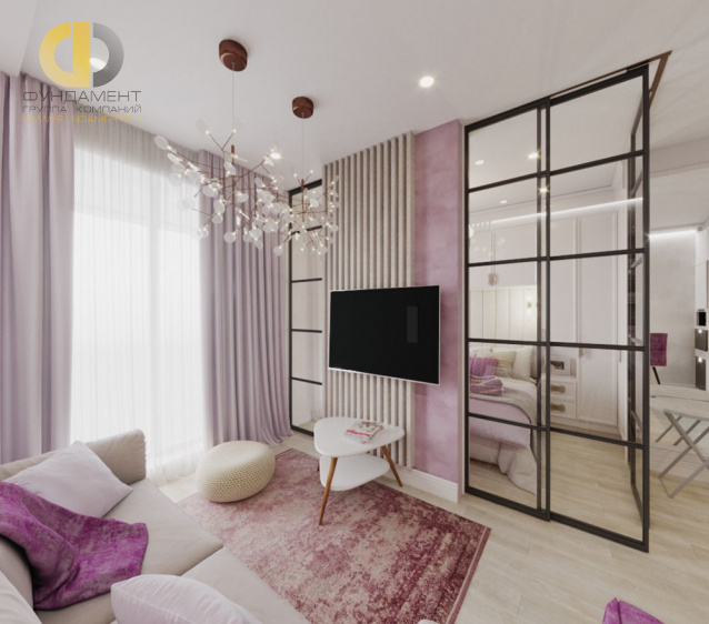 Дизайн интерьера гостиной в двухкомнатной квартире 37 кв.м в стиле ар-деко6