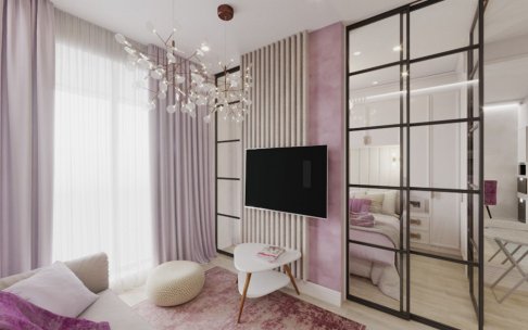 Дизайн интерьера двухкомнатной квартиры 37 кв.м в стиле ар-деко