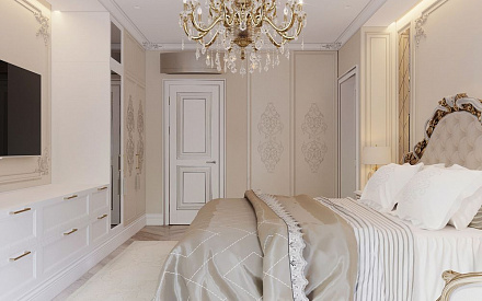 Дизайн интерьера спальни в четырёхкомнатной квартире 132 кв.м в классическом стиле25