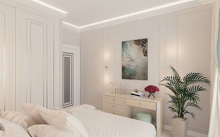 Дизайн интерьера спальни в 2-комнатной квартире 71 кв. м в стиле неоклассика 14