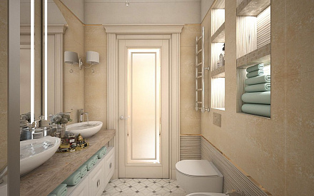 Дизайн интерьера ванной в четырёхкомнатной квартиры 103 кв.м в стиле современная классика24
