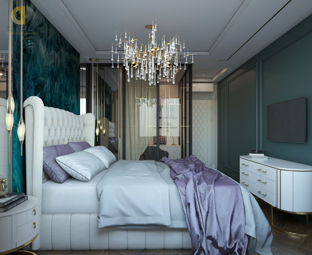 Спальня в стиле дизайна неоклассика по адресу г. Москва, ул. Производственная д. 10, 2021 года