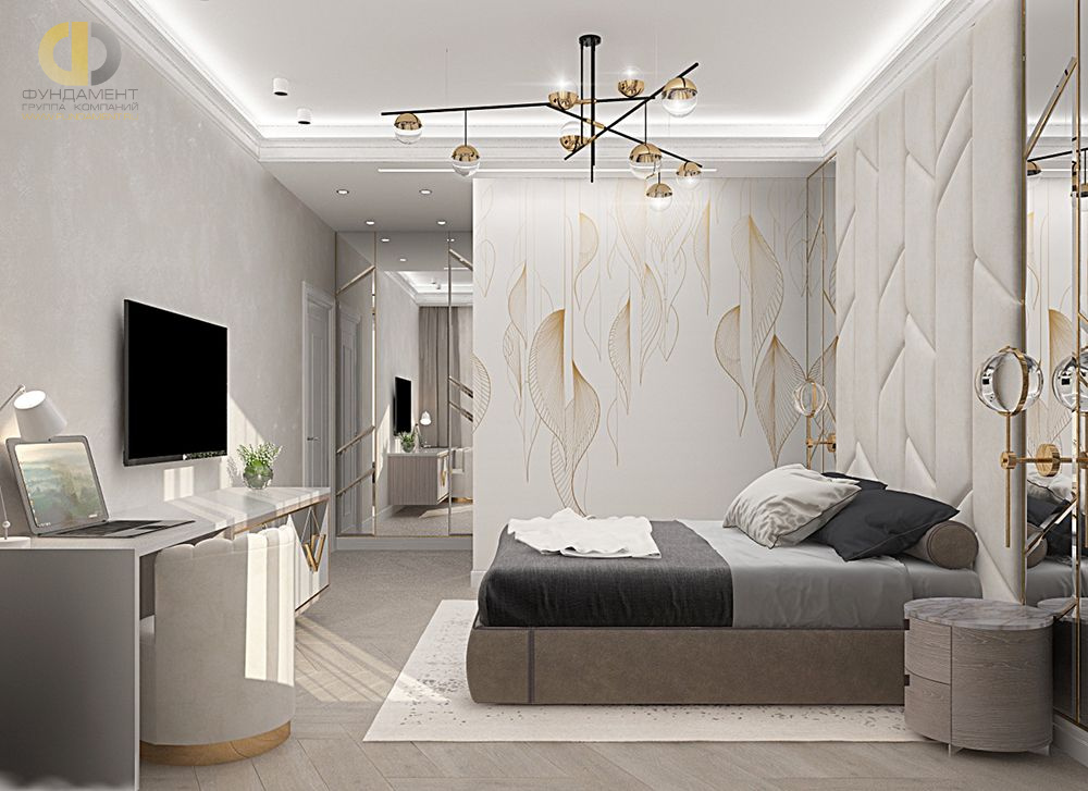 Спальня в стиле дизайна неоклассика по адресу г. Москва, ул. Вавилова, д. 4, 2019 года