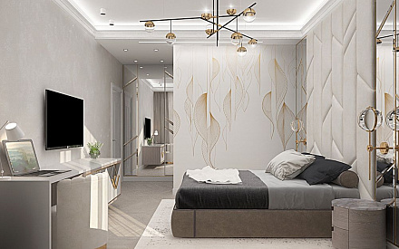 Дизайн интерьера спальни в двухкомнатной квартире 62 кв.м в стиле неоклассика2