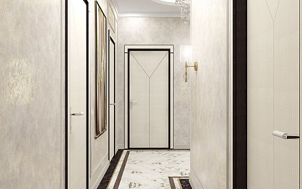 Дизайн интерьера коридора в четырёхкомнатной квартире 114 кв. м в стиле ар-деко и неоклассика 8