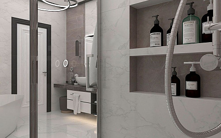 Дизайн интерьера ванной в трёхкомнатной квартире 132 кв.м в современном стиле 29