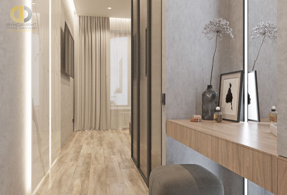 Спальня в стиле дизайна минимализм по адресу г. Москва, ул. Новоалексеевская, д. 16, 2021 года