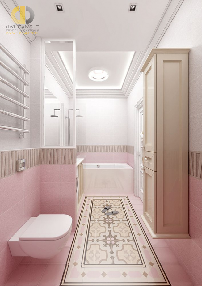 Дизайн интерьера ванной в трёхкомнатной квартире 82 кв.м в стиле неоклассика с элементами прованса15