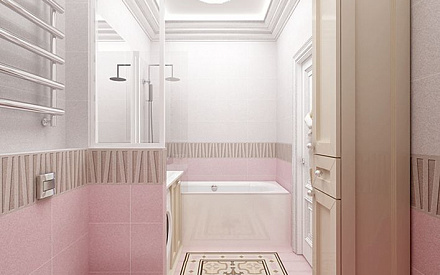 Дизайн интерьера ванной в трёхкомнатной квартире 82 кв.м в стиле неоклассика с элементами прованса15