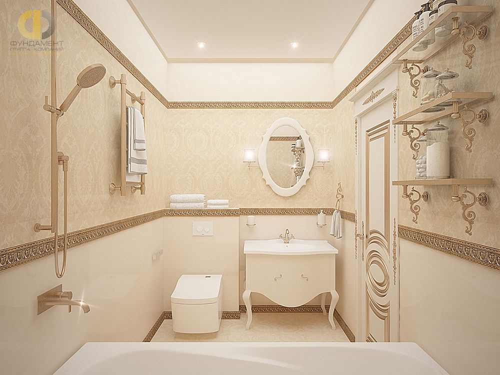 Дизайн интерьера ванной в трёхкомнатной квартире 101 кв. м в стиле классицизм 27